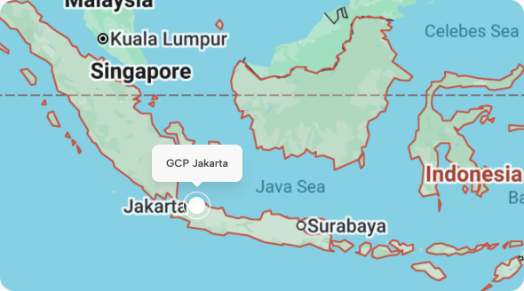 Peta lokasi data center Veritask di Jakarta, Indonesia